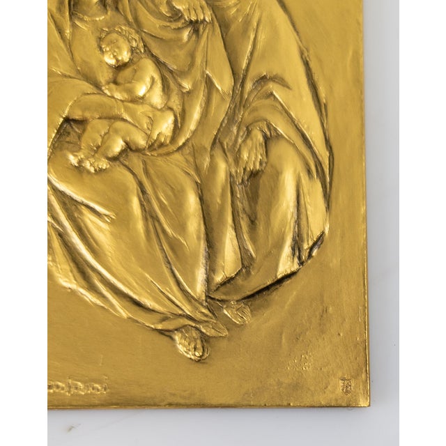 Mid-Century Italian Gilt Bronze Religious Plaque in Case by Enrico Manfrini For Sale In New York - Image 6 of 13