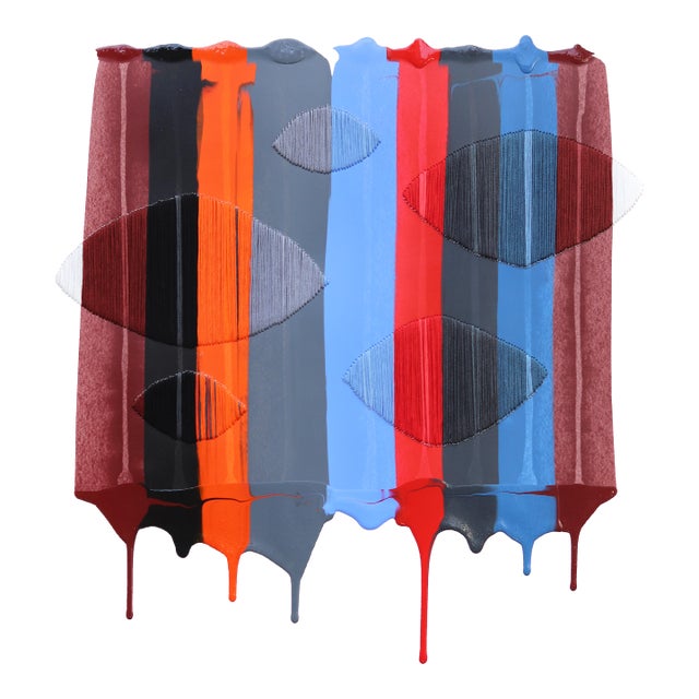 Fils I Colors DCCI - Colorful Abstract Contemporary Art on Paper Original Artwork by Raul De La Torre For Sale