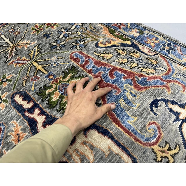 Gray & Blue Chobi Wool Runner Rug, Persian Bijar Floral Design, 2′7″ × 9′8″ For Sale - Image 13 of 15