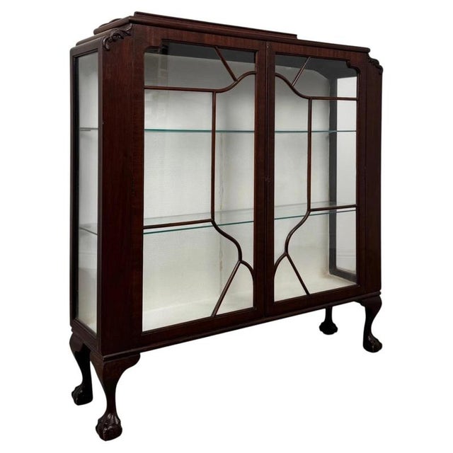 Antique Early 20th Century English Edwardian Mahogany Vitrine Cabinet For Sale - Image 11 of 11