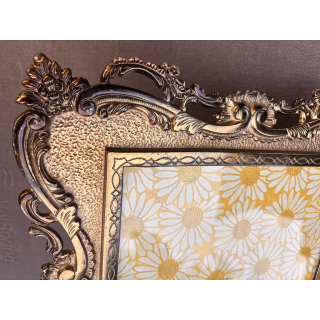 Bronze Antique Early 20th-Century Ornate Cast Metal Rococo Revival Picture Frame, Circa 1920s–1940s For Sale - Image 8 of 11