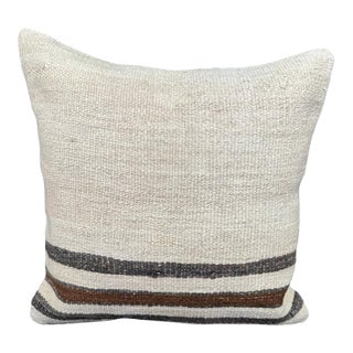 Turkish Hemp Pillow Cushion Natural Beige Black Cushion Cover 20"x20" For Sale