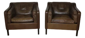 Leather Armchairs attributed to Borge Mogensen, 1970, Set of 2