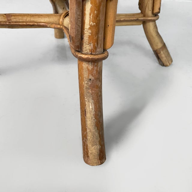 Mid-Century Modern Italian Round Table Stool in Rattan, 1960s For Sale - Image 13 of 14