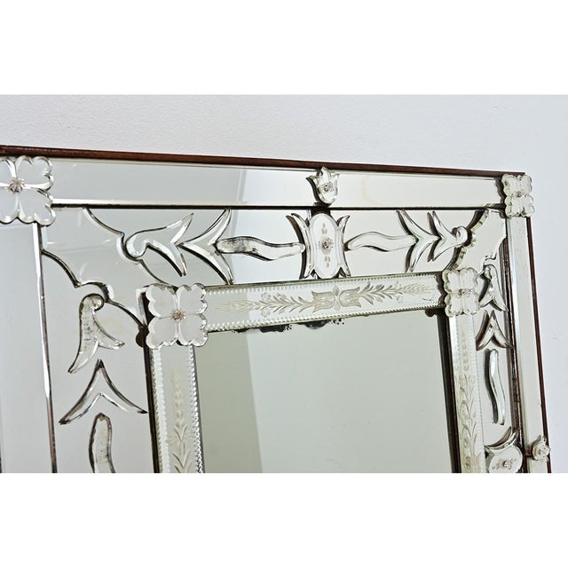 Vintage Italian Venetian Style Mirror in Wood Frame For Sale - Image 4 of 14