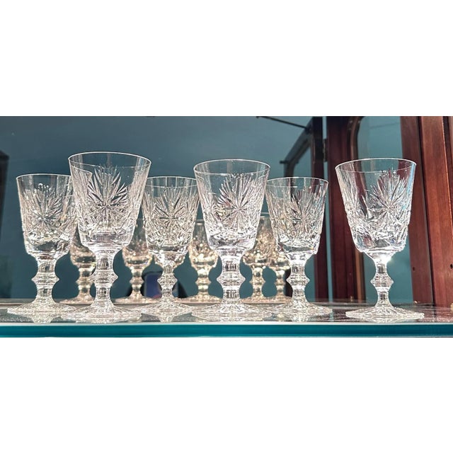 1940s Star of Edinburgh Crystal Sherry Glasses, Made in Scotland- Set of 6 For Sale - Image 9 of 11
