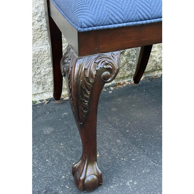Wood Ethan Allen Newport Collection Carved Chippendale Dining Chairs - A Pair For Sale - Image 7 of 12