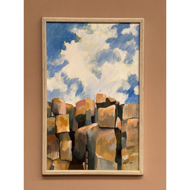 Original swedish oil on canvas – “landscape” by eva s. – signed – vintage & framed – 52 × 34 cm (20.5" × 13.4") incl....