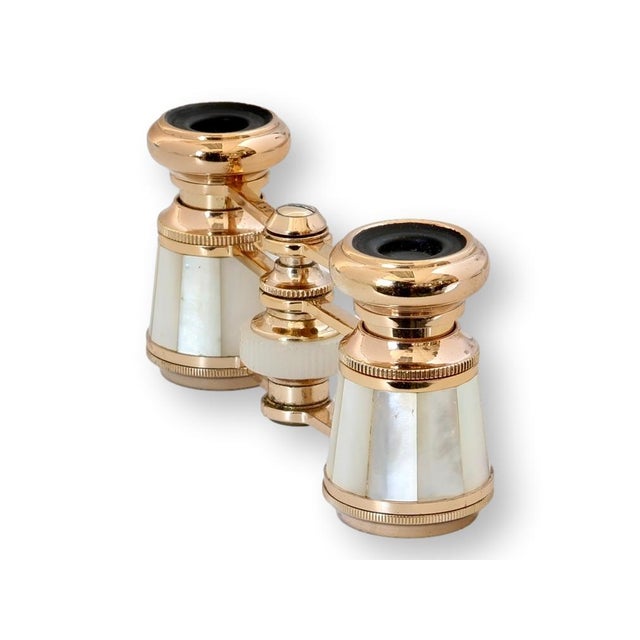 Midcentury Pearl and Brass Opera Glasses with Case For Sale In Los Angeles - Image 6 of 7