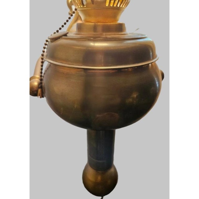 C Gray Chandlers 1882 Scotland Green Cased Glass Brass Gimble Wall Mount Lamp For Sale - Image 15 of 18