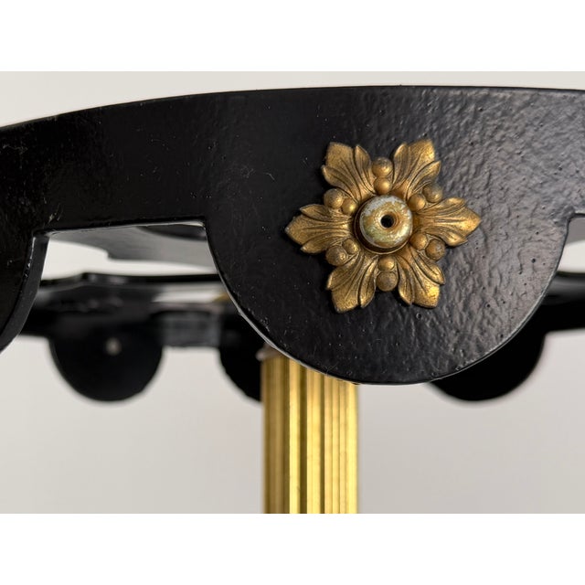 Metal Vintage Italian Brass and Black Lacquer Coat Rack, 1950s For Sale - Image 7 of 18