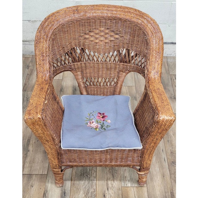 Willow Style Woven Wicker Outdoor Patio Sunroom Chair For Sale - Image 12 of 12