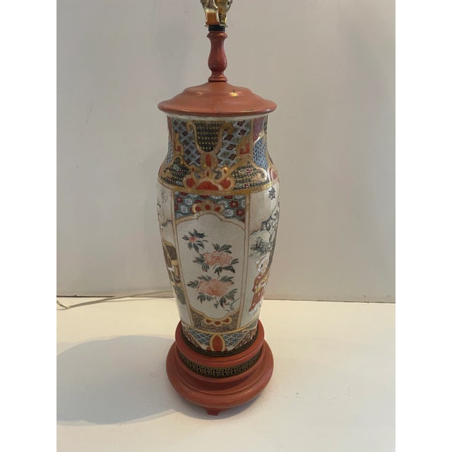 Asian Vintage 1970s Ceramic Chinese Lamp For Sale - Image 3 of 10