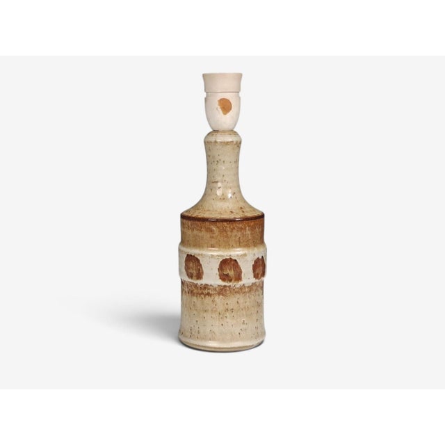 1960s 1960s Danish Modern Søholm Stentøj, Dotted Table Lamp, Beige Glazed Stoneware For Sale - Image 5 of 10