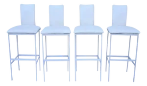 Late 20th Century Minson Ent. Contemporary Modern White Metal Sculpted Barstools Chair - Set of 4