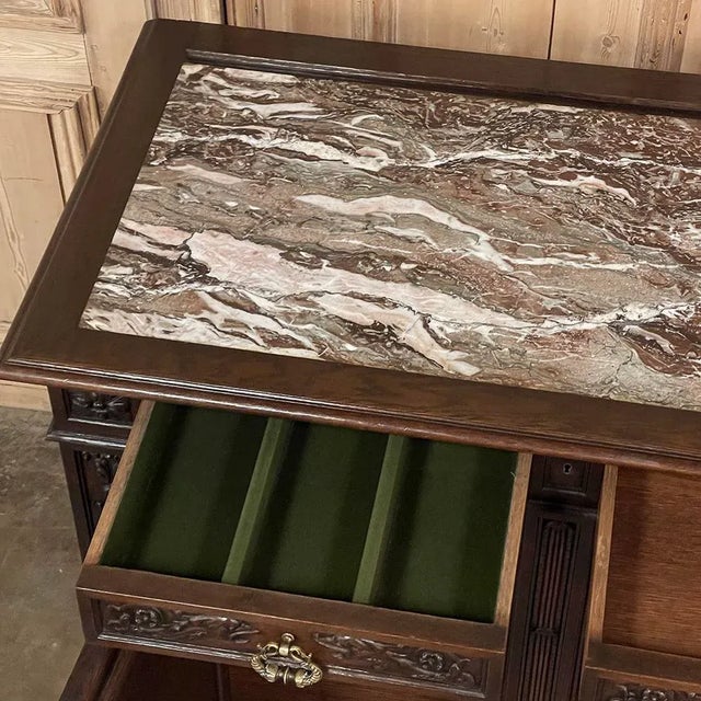19th Century French Henri II Renaissance Revival Marble Top Buffet For Sale - Image 9 of 15