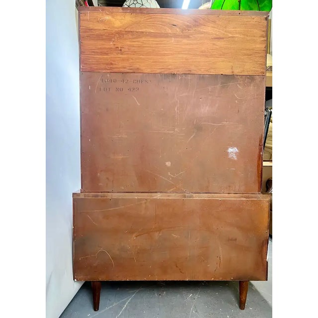 Mid-Century Modern American of Martinsville Walnut High Boy Dresser or Armoire For Sale - Image 18 of 18