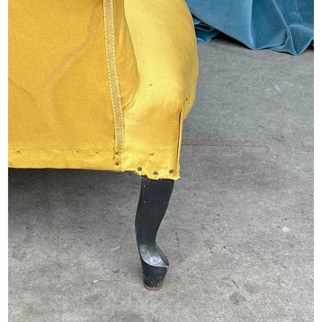 Pair of French Napoleon III Tufted Arm Chairs in Gold Fabric For Sale - Image 10 of 13