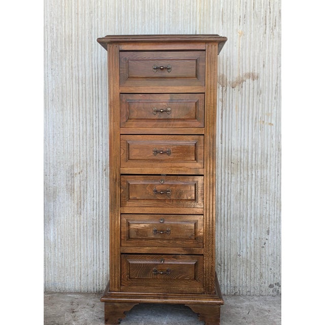 20th Century Spanish Carved Pine Tuscan Six Drawers Chiiffonier with Locks For Sale - Image 16 of 18