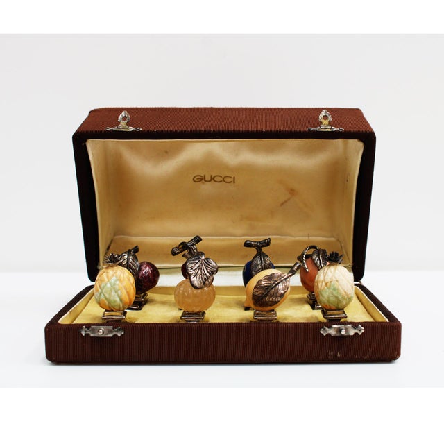 Italian Sterling Silver and Hardstone Place Card Holders by Piero Nutini for Gucci, 1960, Set of 8 For Sale - Image 15 of 15