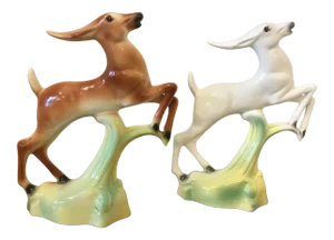 Vintage Ceramic McCullough Stewart Leaping Gazelles - a Pair