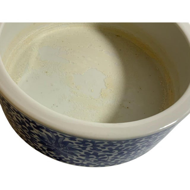 Vintage Hand-Painted Chinese 8" Blue & White Porcelain Brush Washer Bowl 1970–1990 For Sale In Palm Springs - Image 6 of 6
