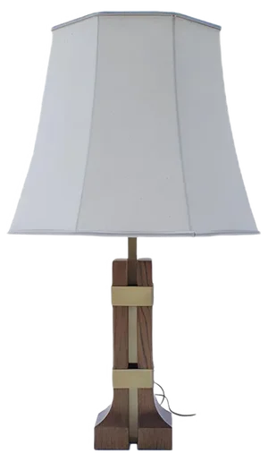 Vintage Wood and Brass Table Lamp, 1960s