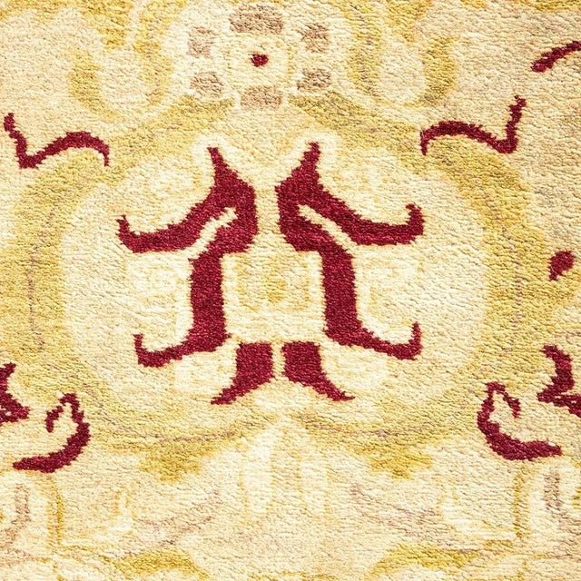 Traditional Mogul Collection Hand-Knotted Runner - Ivory 6' 0" x 13' 6" For Sale - Image 3 of 4