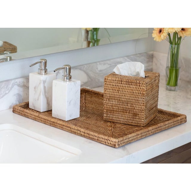 2020s Artifacts Rattan Rectangular Flat Tray in Honey Brown - 19" For Sale - Image 5 of 9