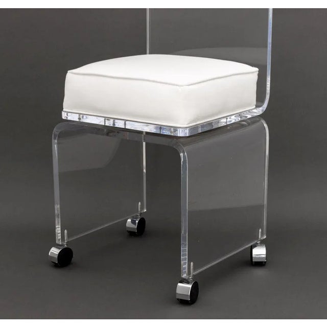 Modern Lucite Swivel Vanity Chair For Sale - Image 4 of 6