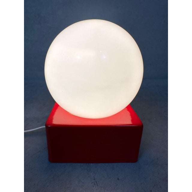 Vintage wall, ceiling, or table lamp in red porcelain and opaline. In beautiful condition. Porcelain measures 11cm x 11cm....
