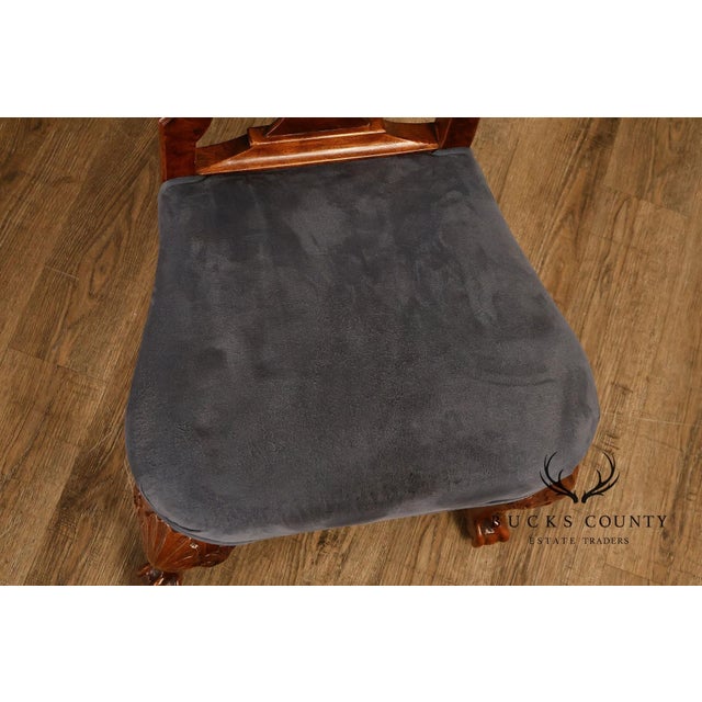 Wood Georgian Style Set of Ten Carved Burlwood Dining Chairs For Sale - Image 7 of 18