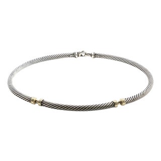 Late 20th Century D. Yurman Sterling and 14k Cable Neckwire For Sale