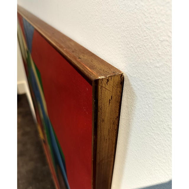 Red Colorful Mid Century Modern Color Block Painting of St Martin Church by Jacques Lamy For Sale - Image 8 of 10