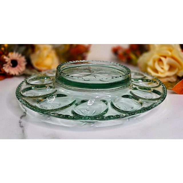 Mid-Century Modern Longaberger Green Glass Serving Platter For Sale - Image 4 of 7