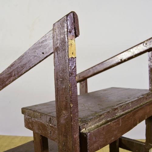 Brown Antique Repainted Wooden Library Staircase, Late 19th Century For Sale - Image 8 of 9