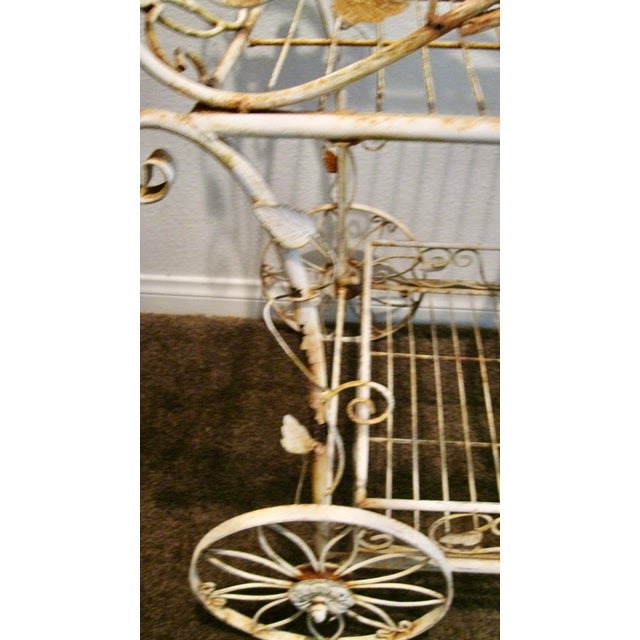 Vintage Shabby Chic French Wire Tea Cart For Sale - Image 4 of 12