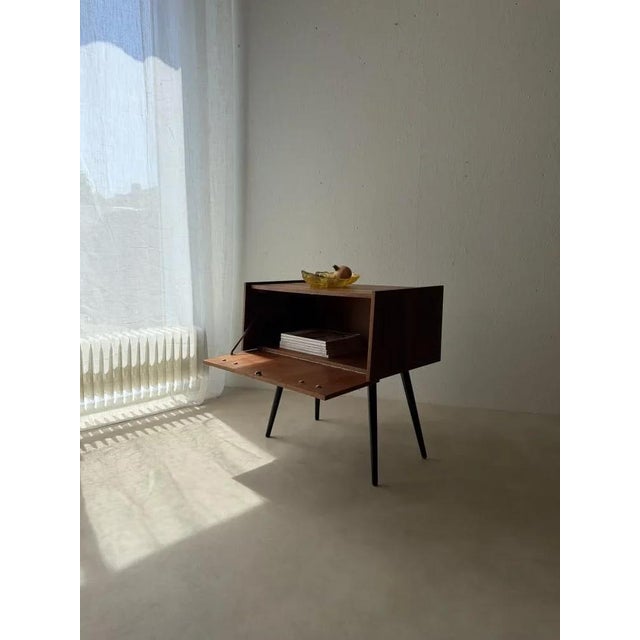 Mid-Century Modern Mid-Century Drop-Front Chest in Walnut with Brass Handles For Sale - Image 3 of 16