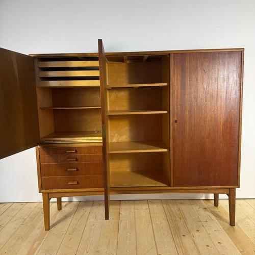 Tall Mid-Century Modern Scandinavian Teak Sideboard, 1960s For Sale - Image 4 of 12