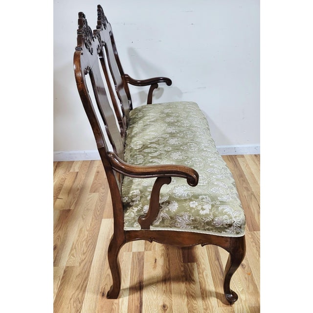 Wood Rare Antique Dutch Belgium 18th C Provincial Carved Walnut Settee Sofa Loveseat For Sale - Image 7 of 16
