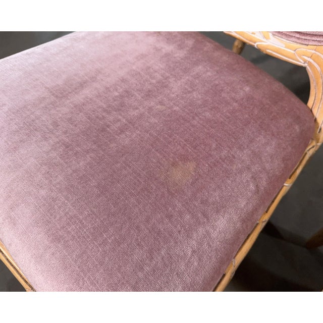 c.1970's Carved Florentine Faux Bois Italian Dining Chairs in Velvet, Attributed to Chelini - Set of 6 For Sale - Image 16 of 16