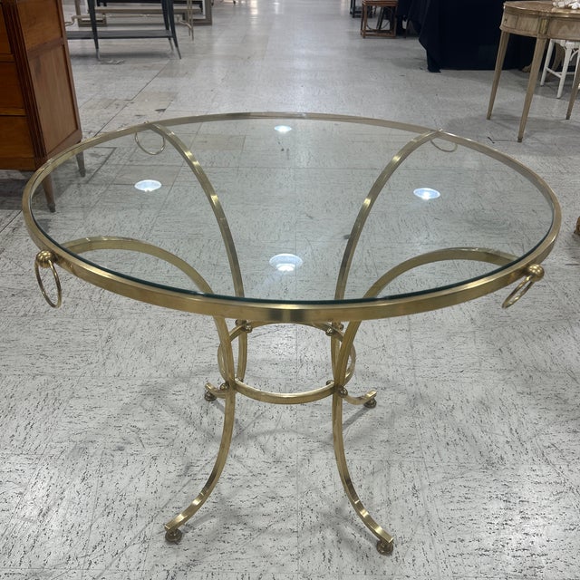 Glass Late 20th Century Glass Top Brass Gueridon For Sale - Image 7 of 8