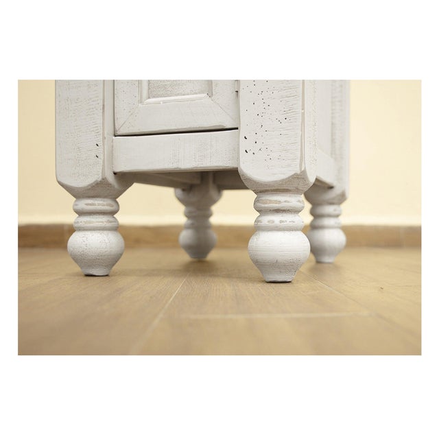 Stonegate Collection: Two-toned hand distressed white with warm stone stained tops Solid Pine wood with distressed finish...