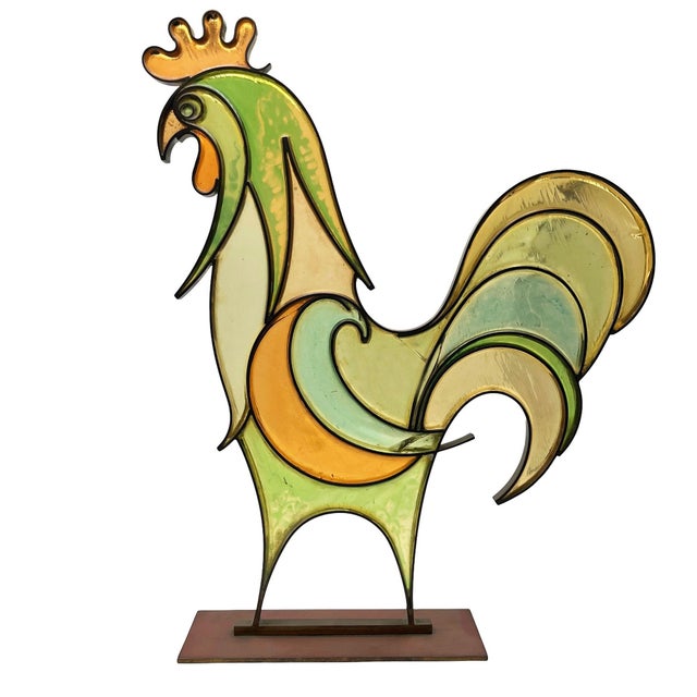 Mid 20th Century Mid 20th Century Rare MCM Brass & Celluloid Rooster & Parrot Sculptures by Hans Hagenauer For Sale - Image 5 of 10