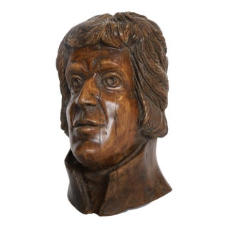 Early 20th Century Hand Carved Wooden Head Scutlpture For Sale