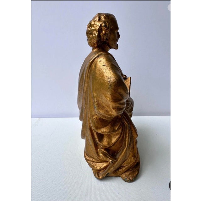 Mid-Century Modern Vintage William Shakespeare Statue: Spelter, Gilt Bronze Finish, Literary Decor For Sale - Image 3 of 5