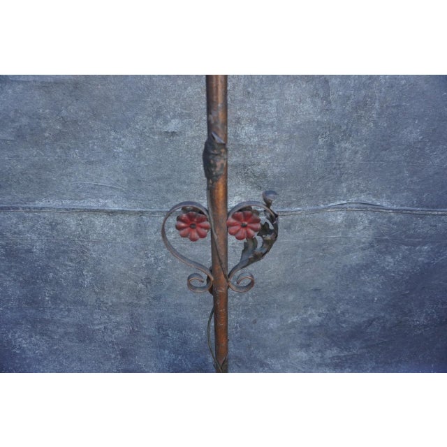 1920s Spanish Revival Wrought Iron Candelabra Floor Lamp For Sale - Image 4 of 8