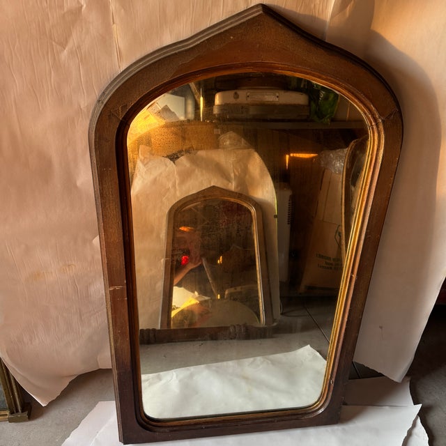 1900s Antique American Ogee-Top Wall Mirror, Original Glass For Sale - Image 4 of 12