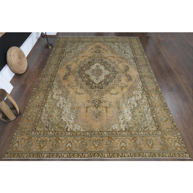 Vintage Persian Hand-Knotted vintage rug is a semi-antique vintage area rug. The '70s Eastern region of Persian's unique...