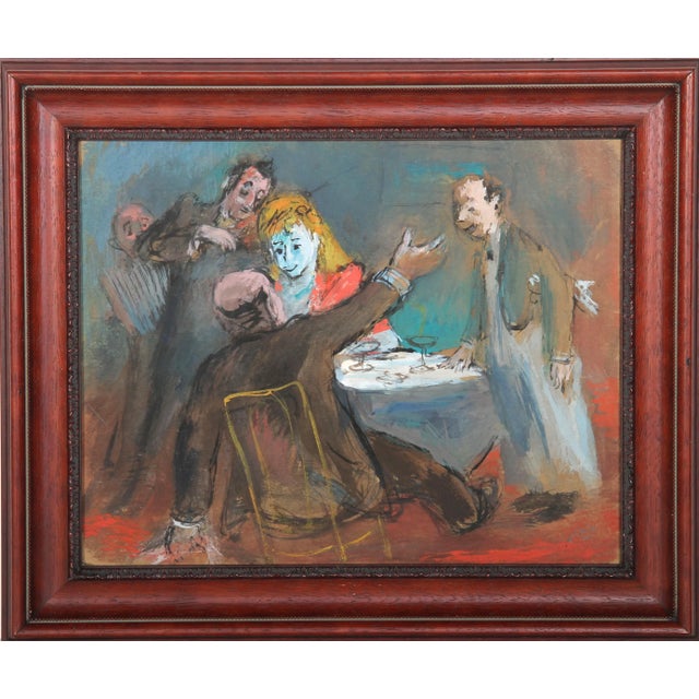 1960s Robert Philipp, Restaurant Scene With Band, Gouache For Sale - Image 5 of 5